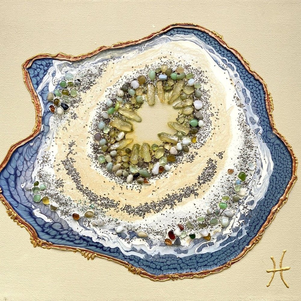 Geode Love - Original Wall Art Mixed Media Faux Geode Signed Painting 11”x14”